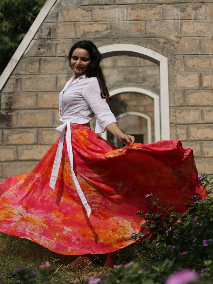 Multicolored-Skirt-With-White-Shirt