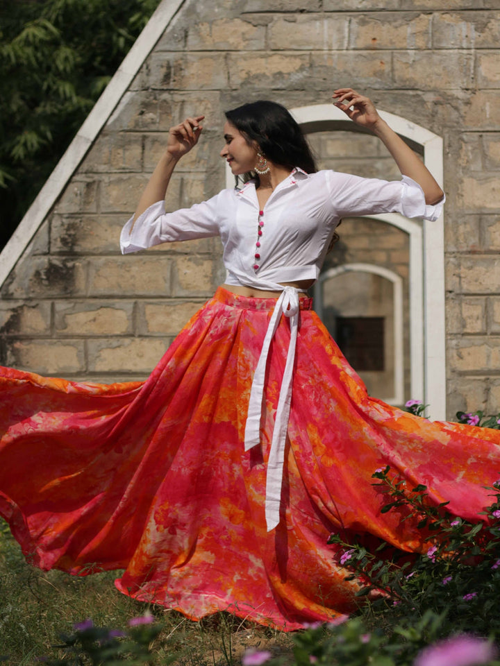 Multicolored-Skirt-With-White-Shirt