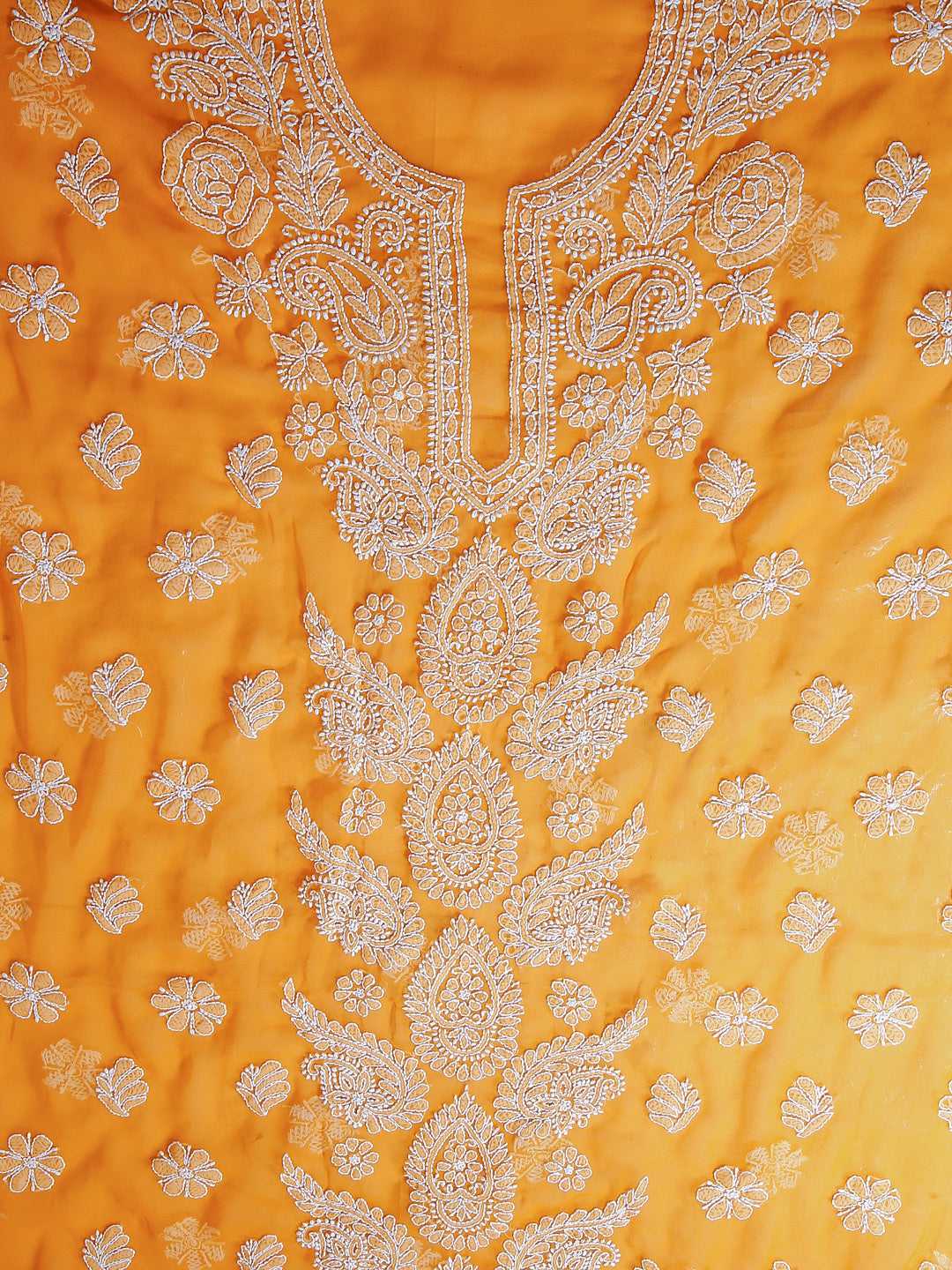 Mustard Chikankari Unstitched Dress Material