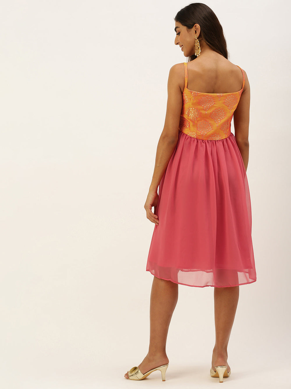 Mustard-Taffeta-&-Pink-Dress