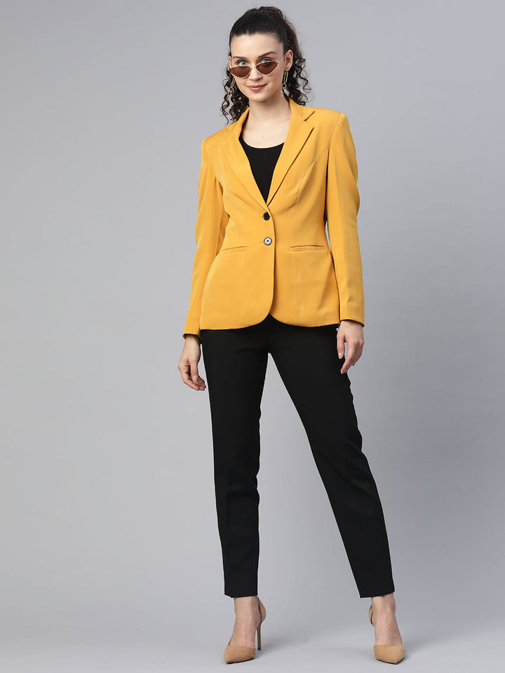 Mustard Yellow Notched Lapel Light Weight Blazer