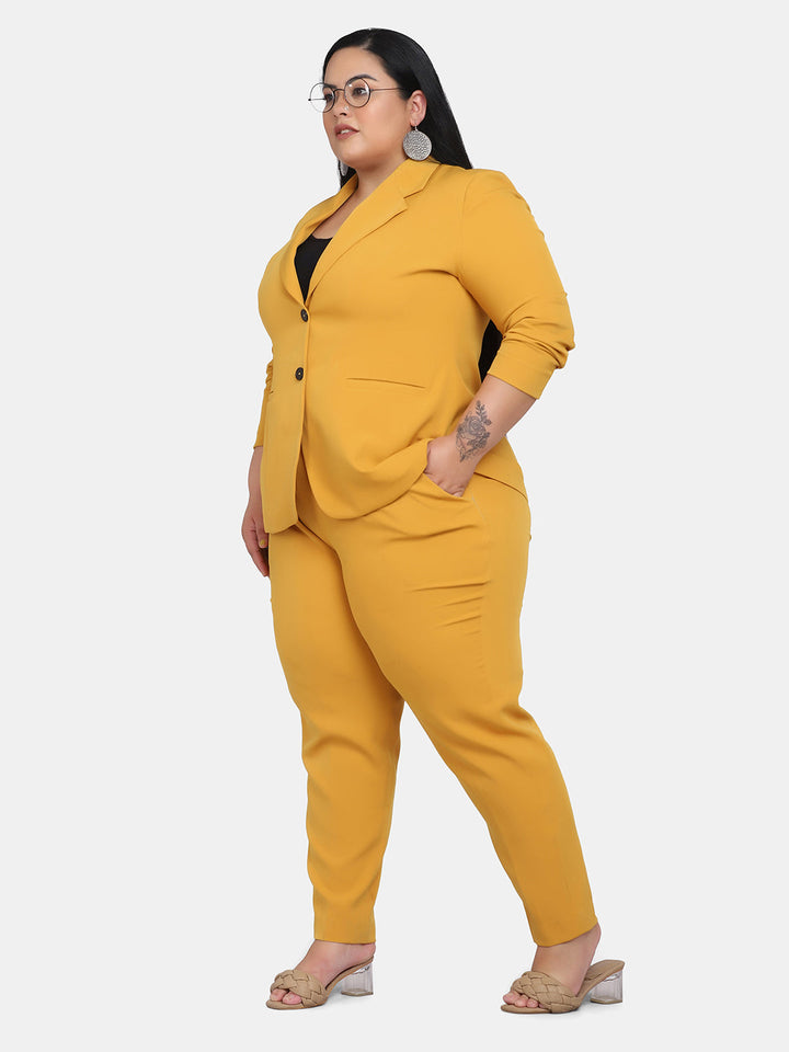 Mustard Yellow Stretch Suit With Pant