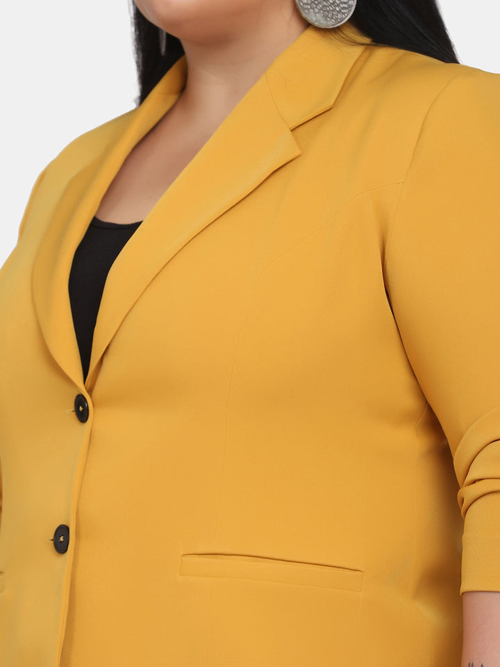 Mustard Yellow Stretch Suit With Pant