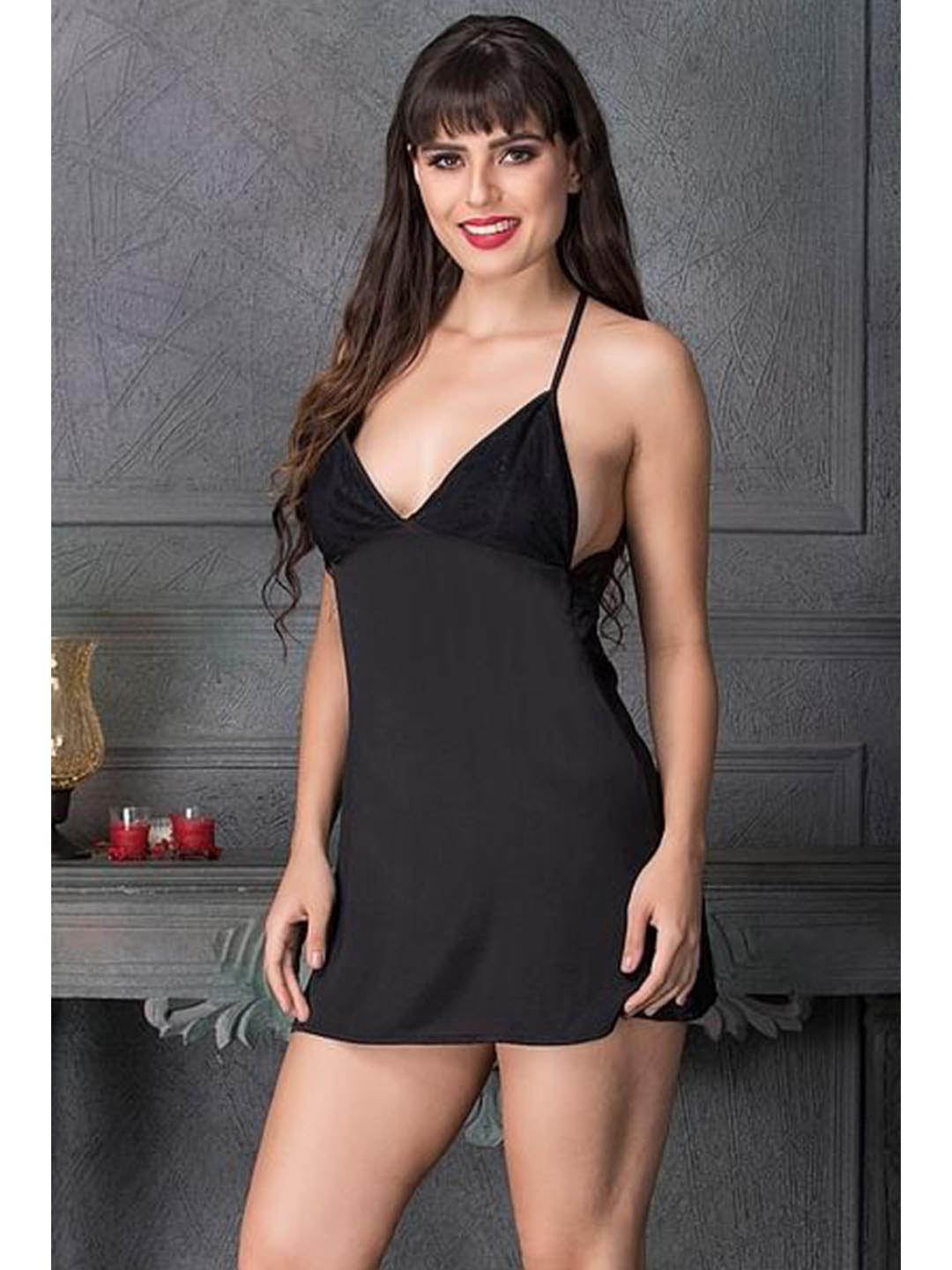Satin Babydoll With Lacy Back