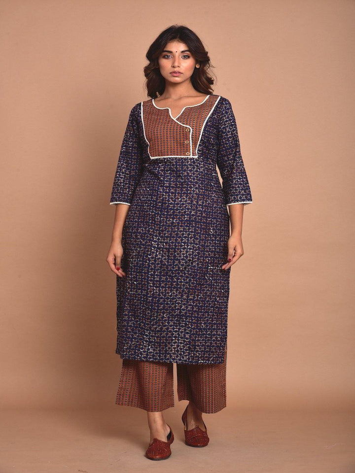 Navy & Cinnamon Kurta & Pant Pair