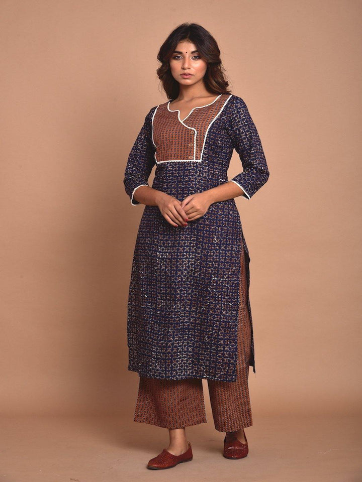 Navy & Cinnamon Kurta & Pant Pair