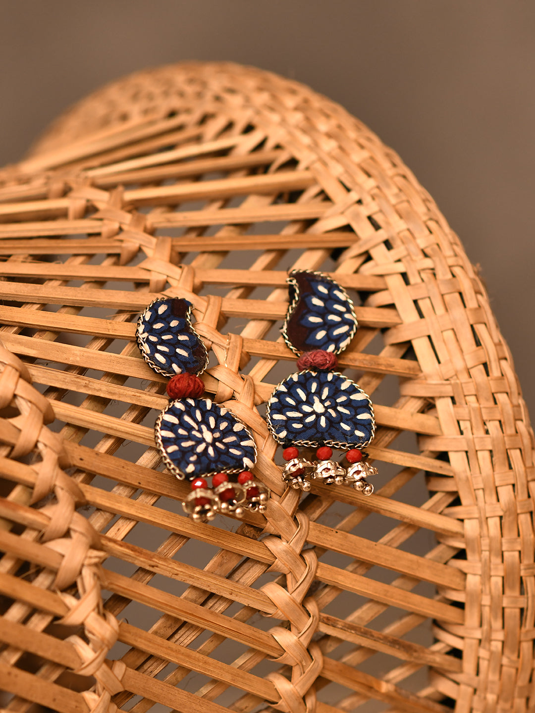 ZERESOUQ-Nea-Zoi-Indigo-Paisley-Embroidered-Fabric-Earring