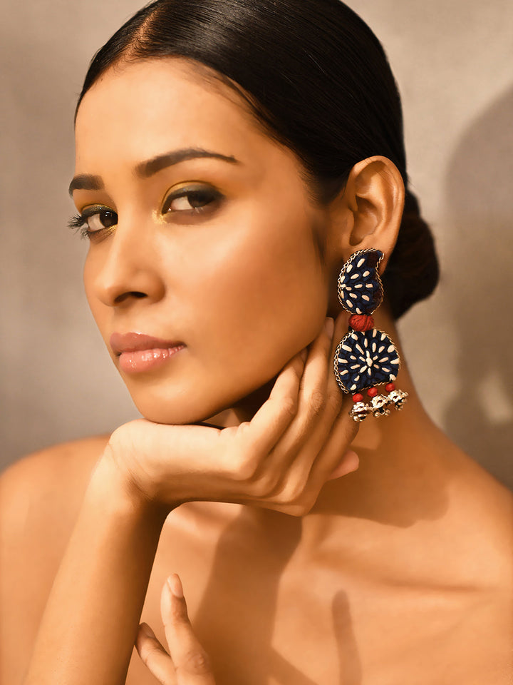 ZERESOUQ-Nea-Zoi-Indigo-Paisley-Embroidered-Fabric-Earring