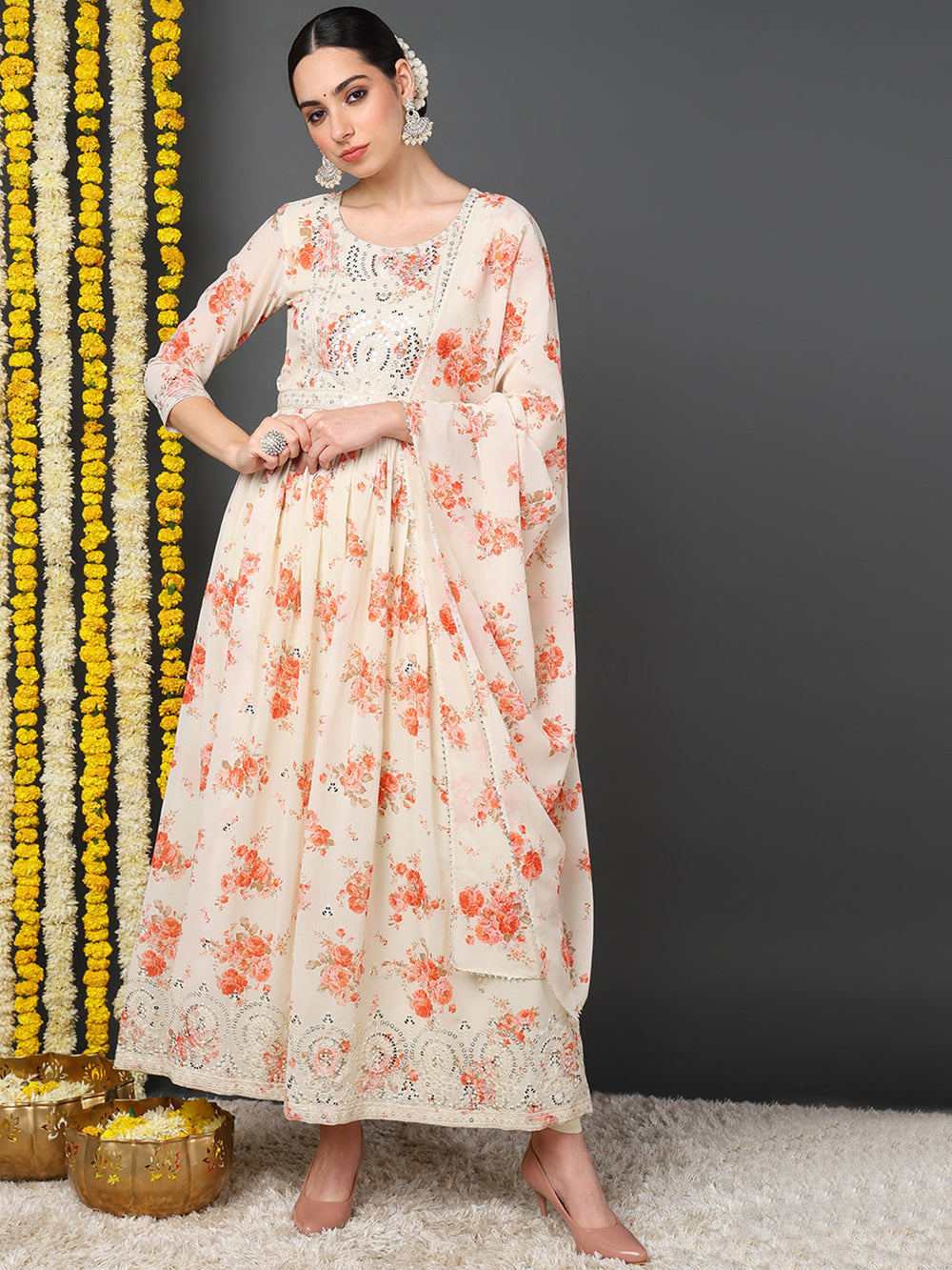 ZERESOUQ-Off-White-Georgette-Floral-Printed-3-Piece-Anarkali-Set