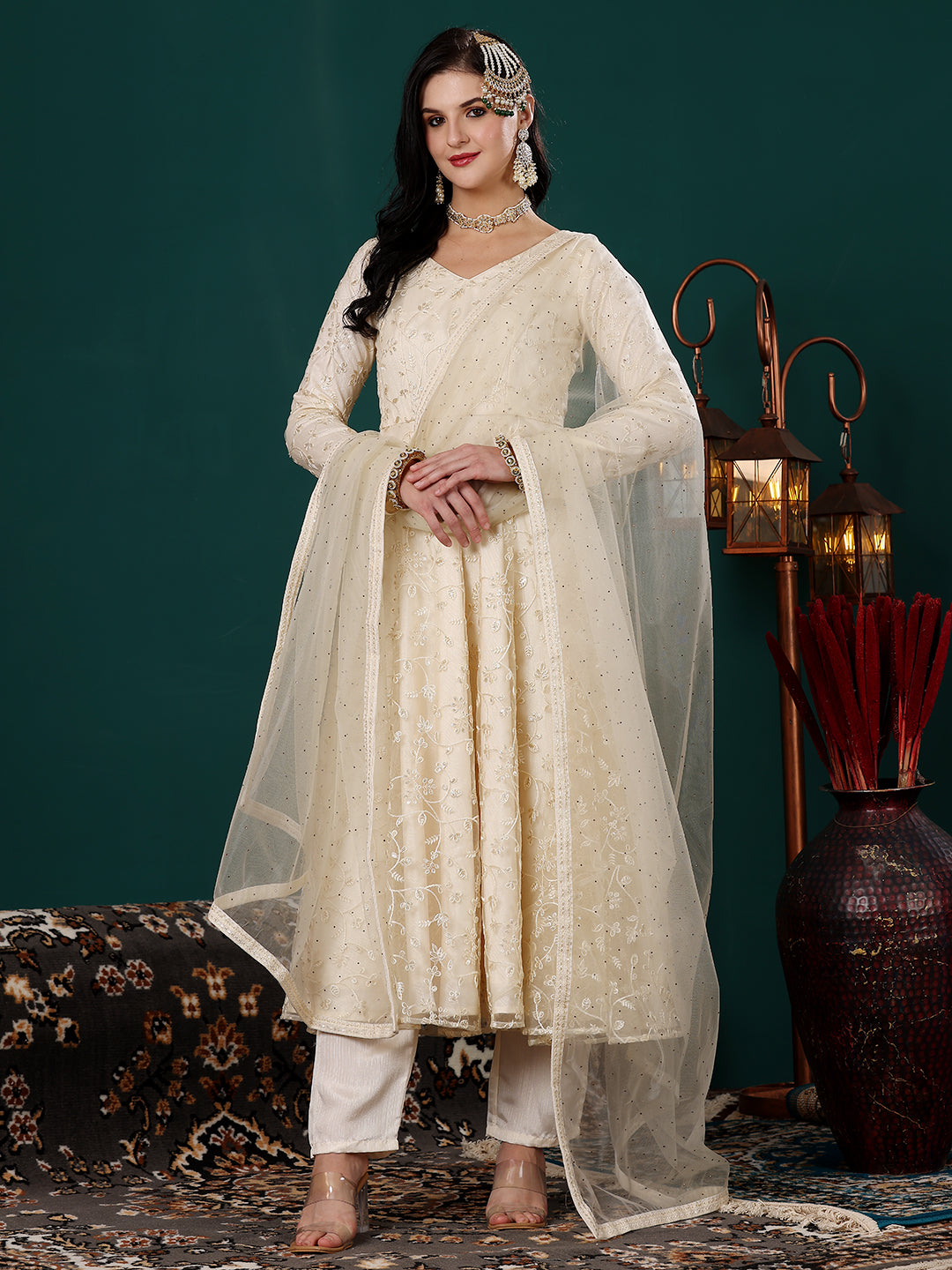 Off-White-Net-Embroidered-Anarkali-Suit