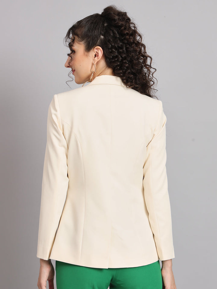 Off-White Polyester Notch Collar Stretch blazer