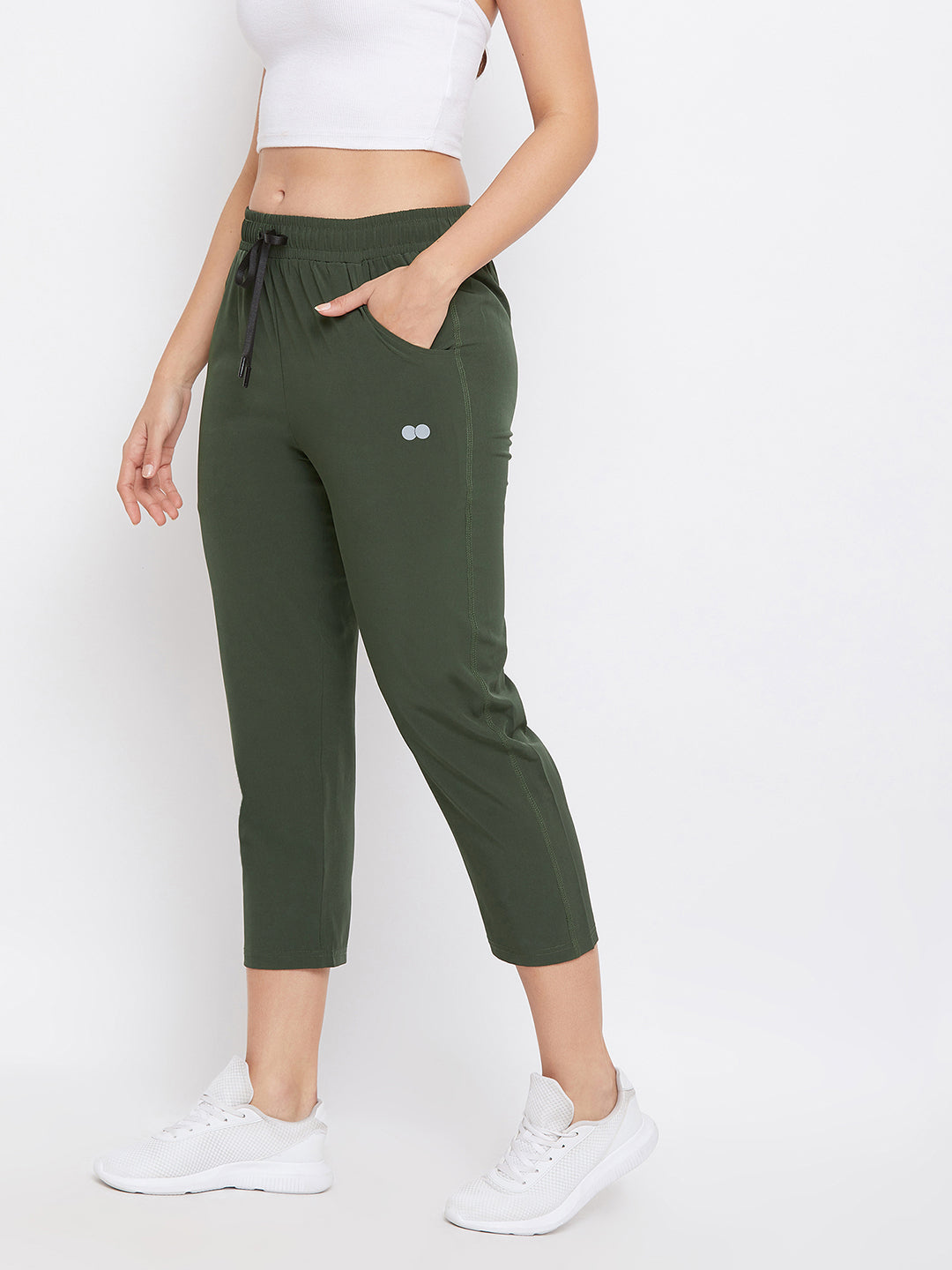 Olive Green Comfort Fit Angle-Length Jogger