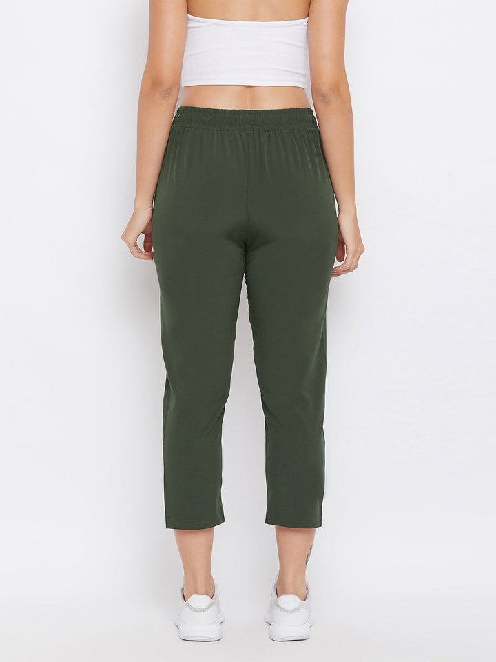 Olive Green Comfort Fit Angle-Length Jogger