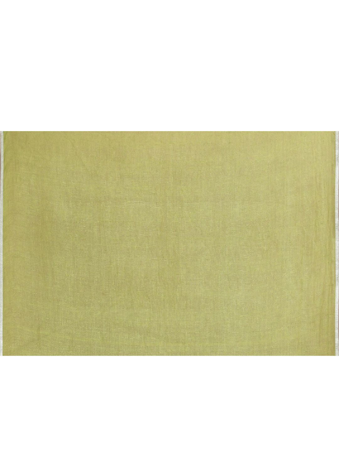 ZERESOUQ-Olive-&-White-Floral-Print-Linen-Cotton-Saree