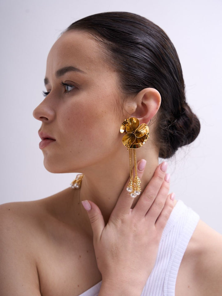 Opulence Brass & 20 KT Gold Plated Earring