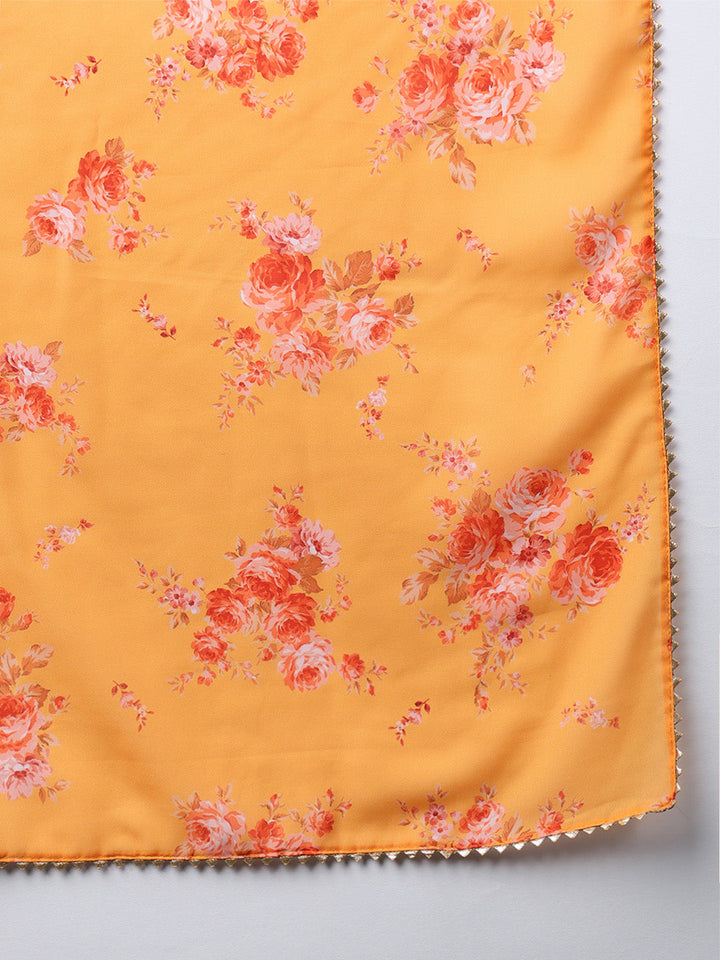 ZERESOUQ-Orange-Georgette-Floral-Printed-3-Piece-Anarkali-Set