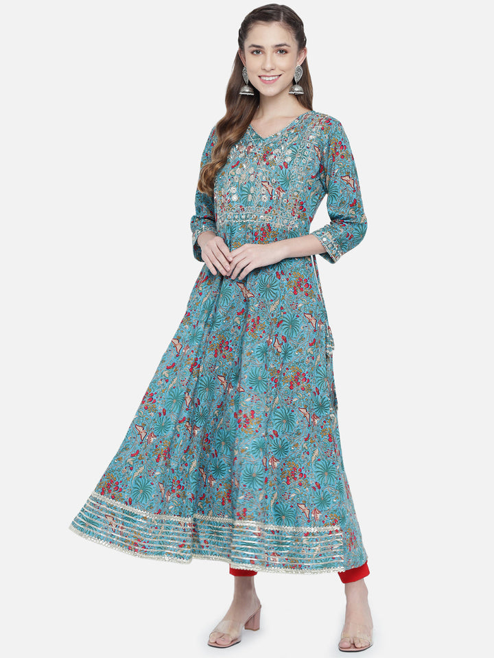 Celadon-Blue-Mirror-Embroidery-A-Line-Kurta