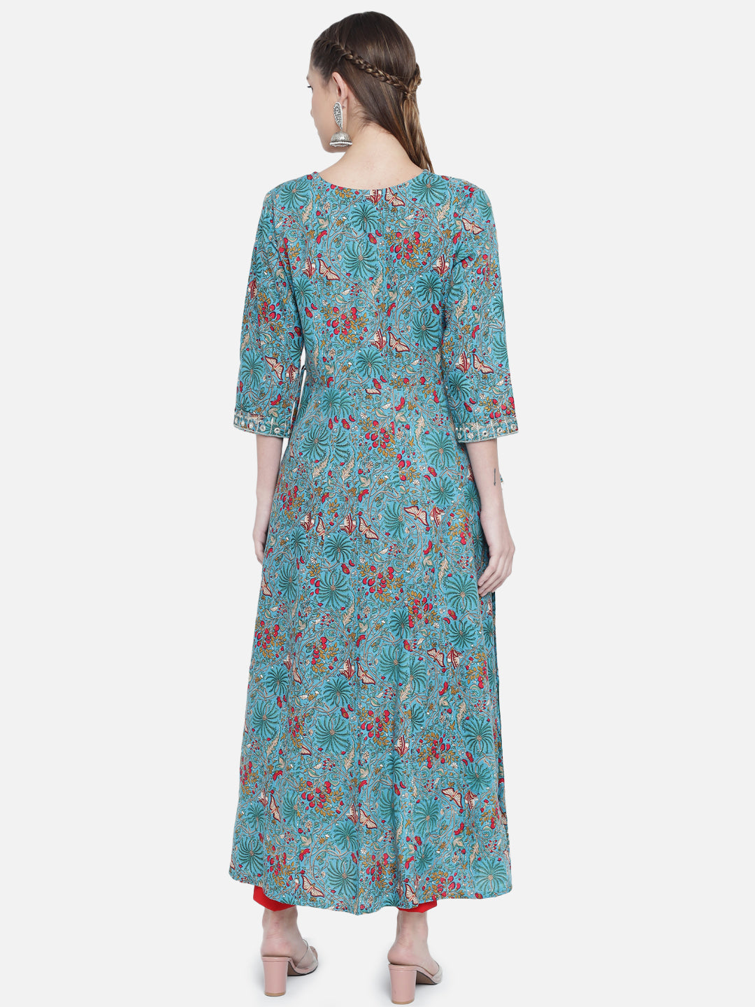 Celadon-Blue-Mirror-Embroidery-A-Line-Kurta