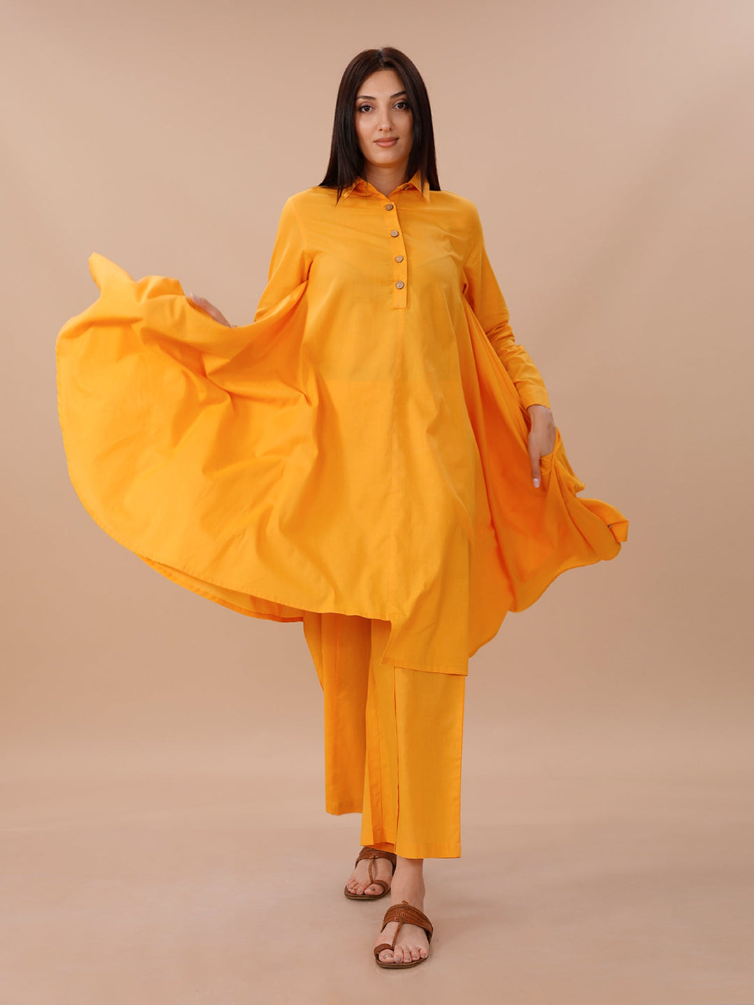 Palette Amber Cotton Assymetrical Kurta & Pants