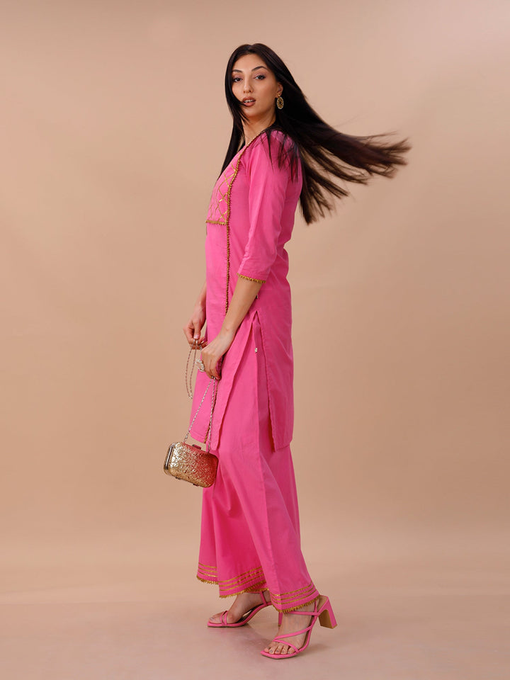 Palette Hot Pink Cotton Gotta Patti Sharara Set
