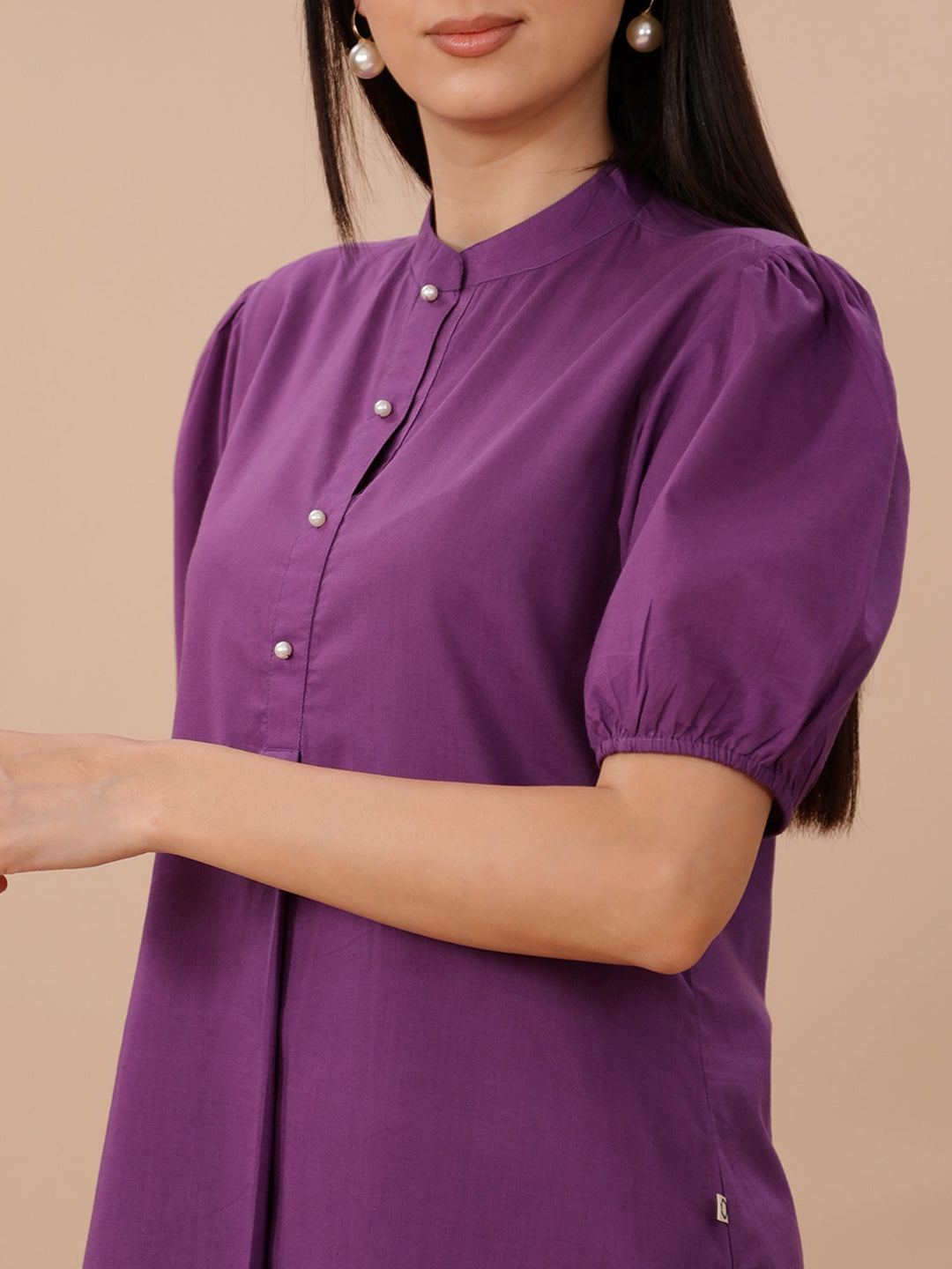 Palette Purple Cotton Kurta With Straight Pants