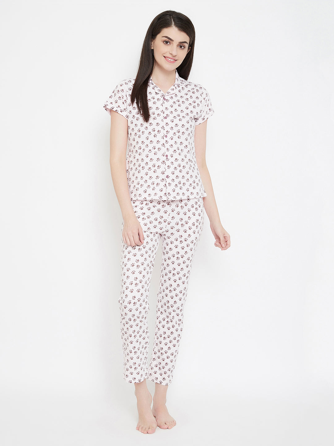 Paw-Fect-Shirt-&-Pyjama-Set-In-White