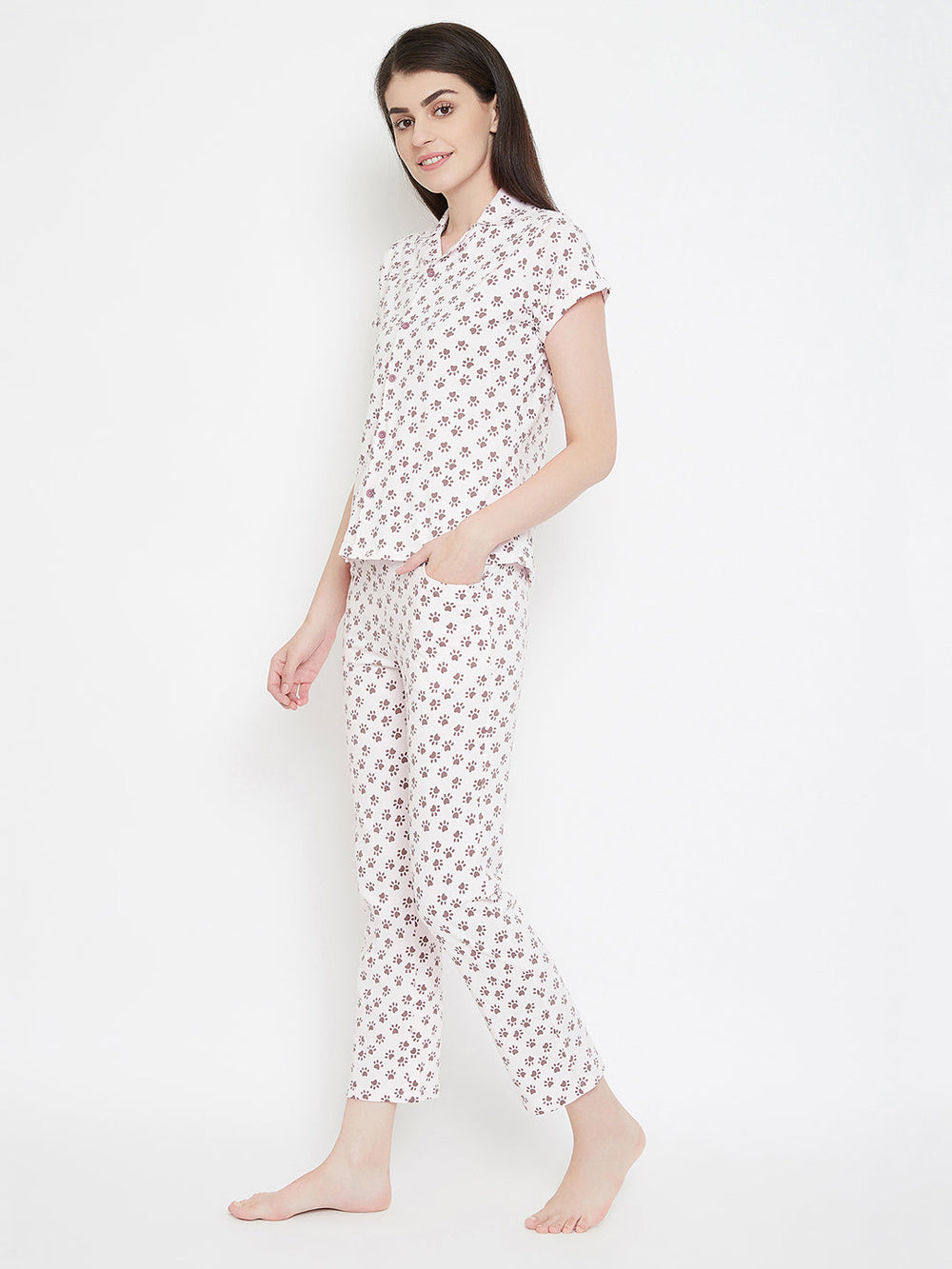 Paw-Fect-Shirt-&-Pyjama-Set-In-White