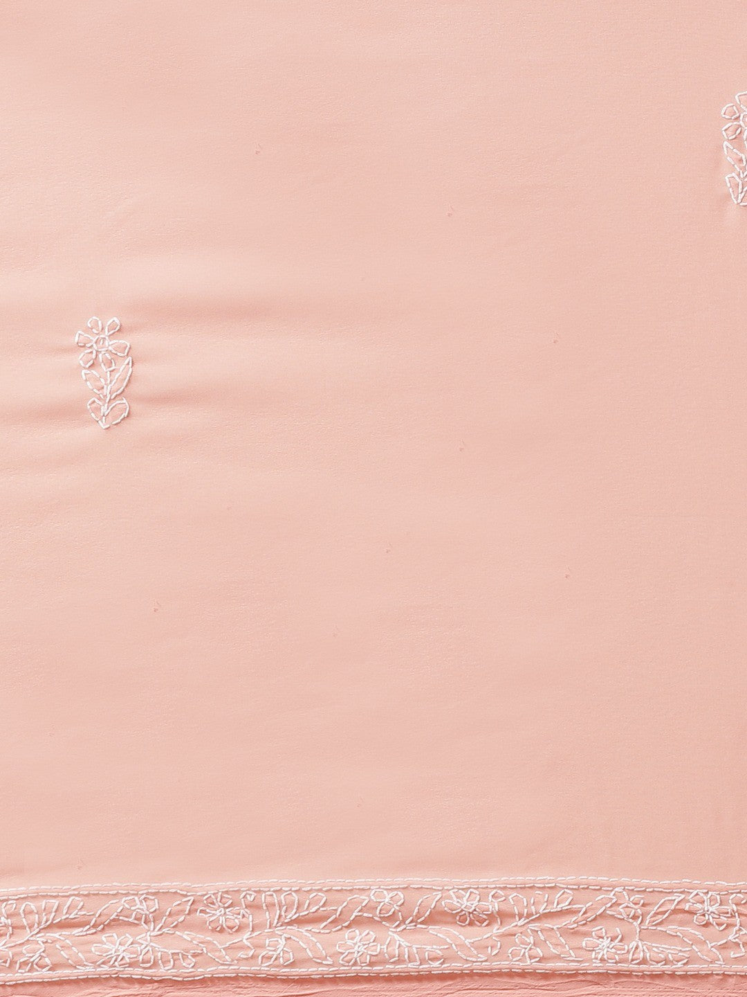Peach-Embroidered-Chikan-Saree-With-Blouse