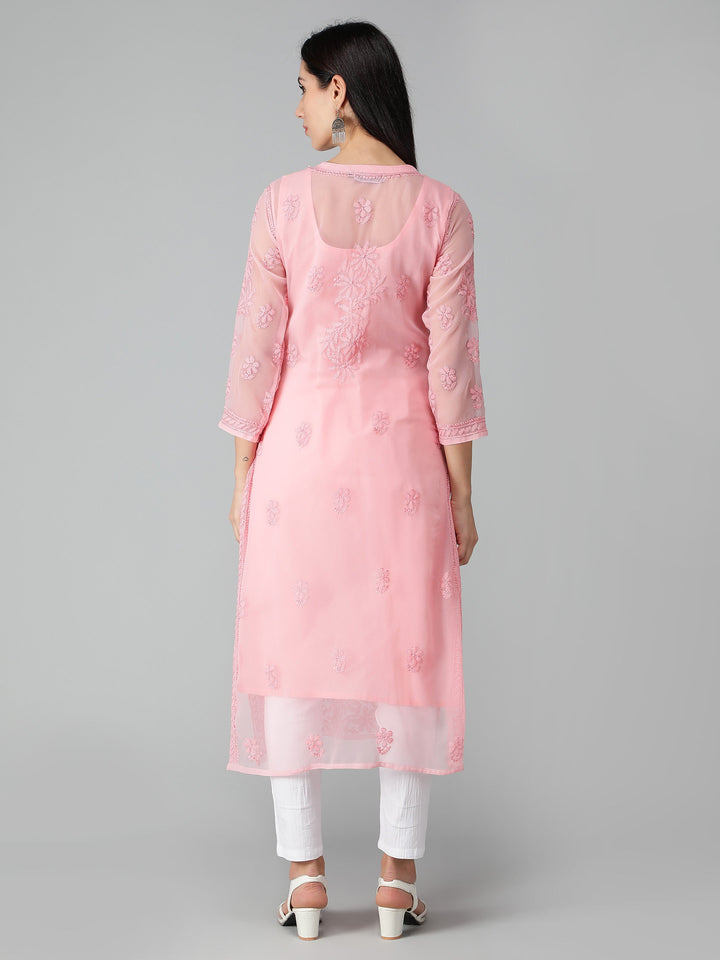Peach-Georgette-Chikankari-Kurta-with-Slip