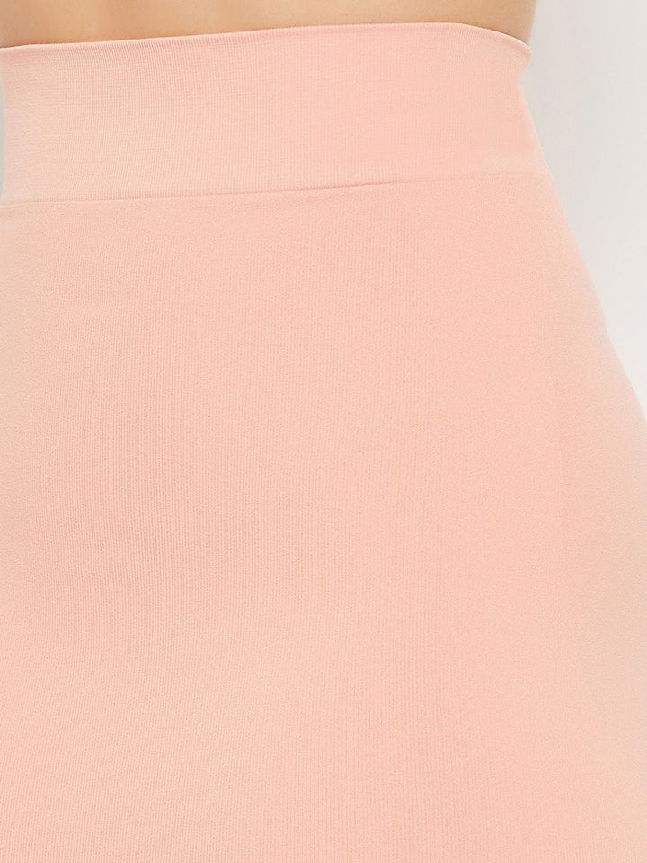 Peach Nylon Spandex Side Slit Saree Shapewear