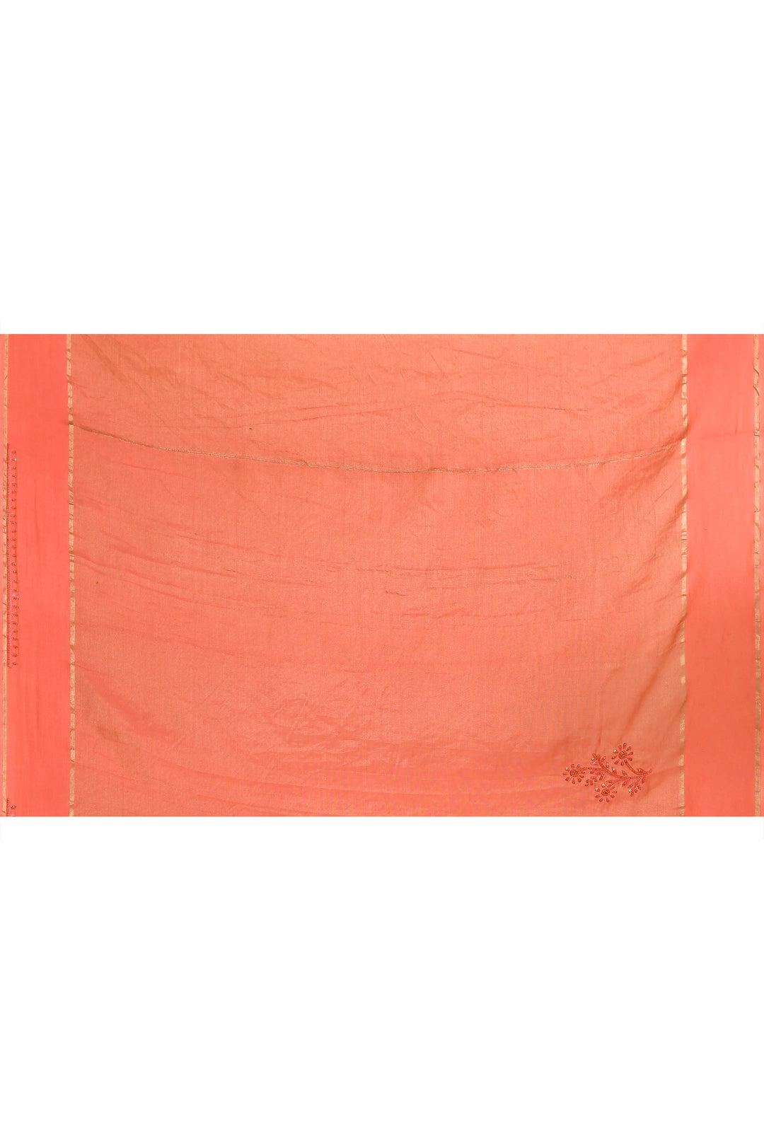 Peach Solid Pure Linen Embroidered Banarasi Saree