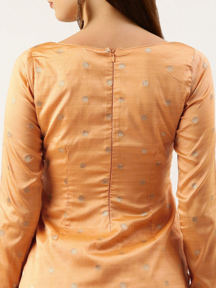 Peach & Cream Jacquard Net Sharara Suit Set