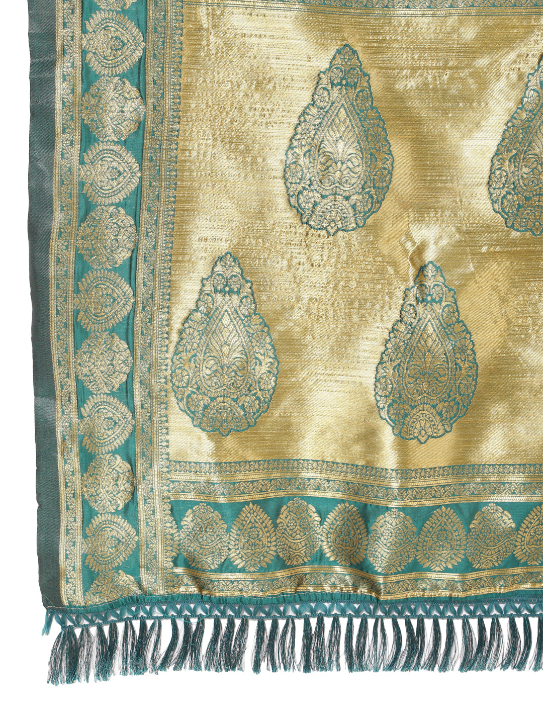 Peacock Green Pure Silk Women Ethnic Motif Banarasi Saree