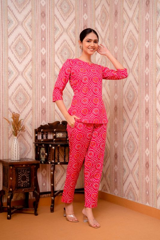 Pink-Bandini-Printed-A-line-Cotton-Night-Suit
