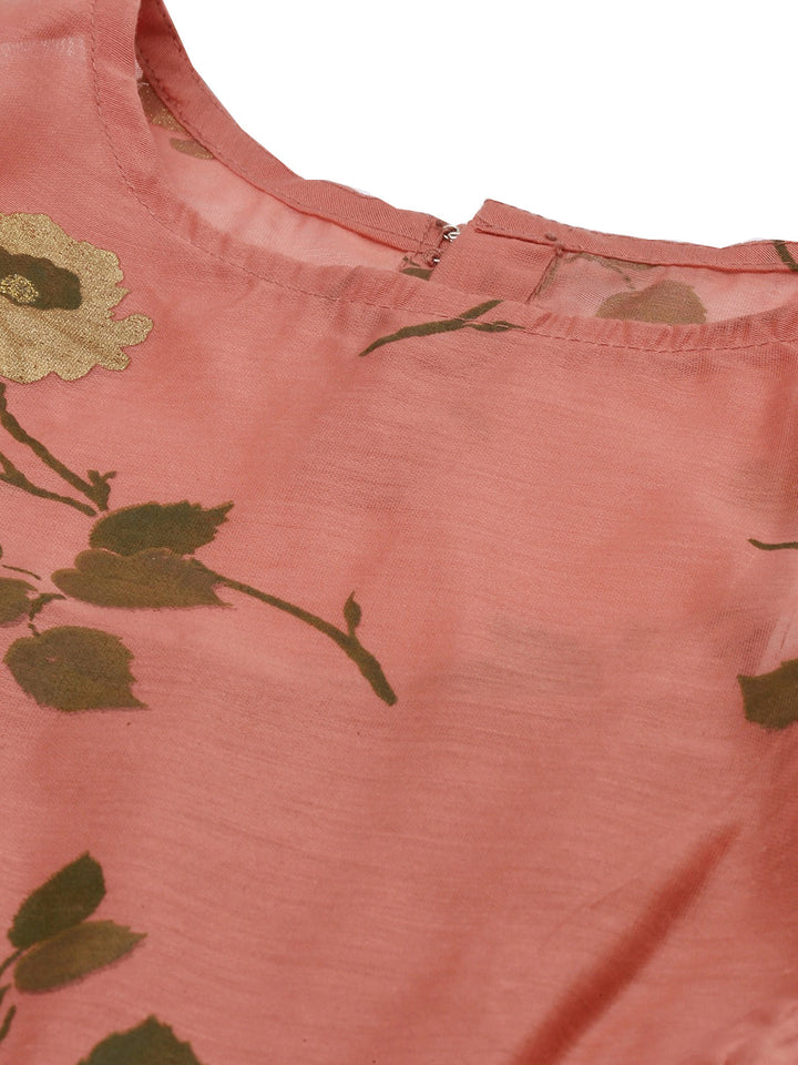 Pink-Chanderi-Silk-Puff-Sleeve-Dress