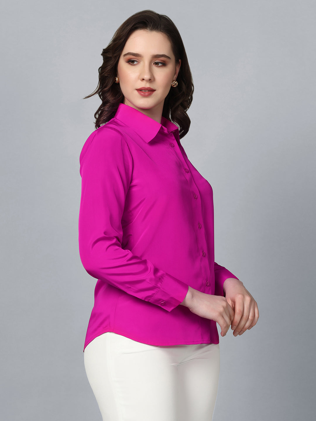 Pink Collared Crepe Shirt