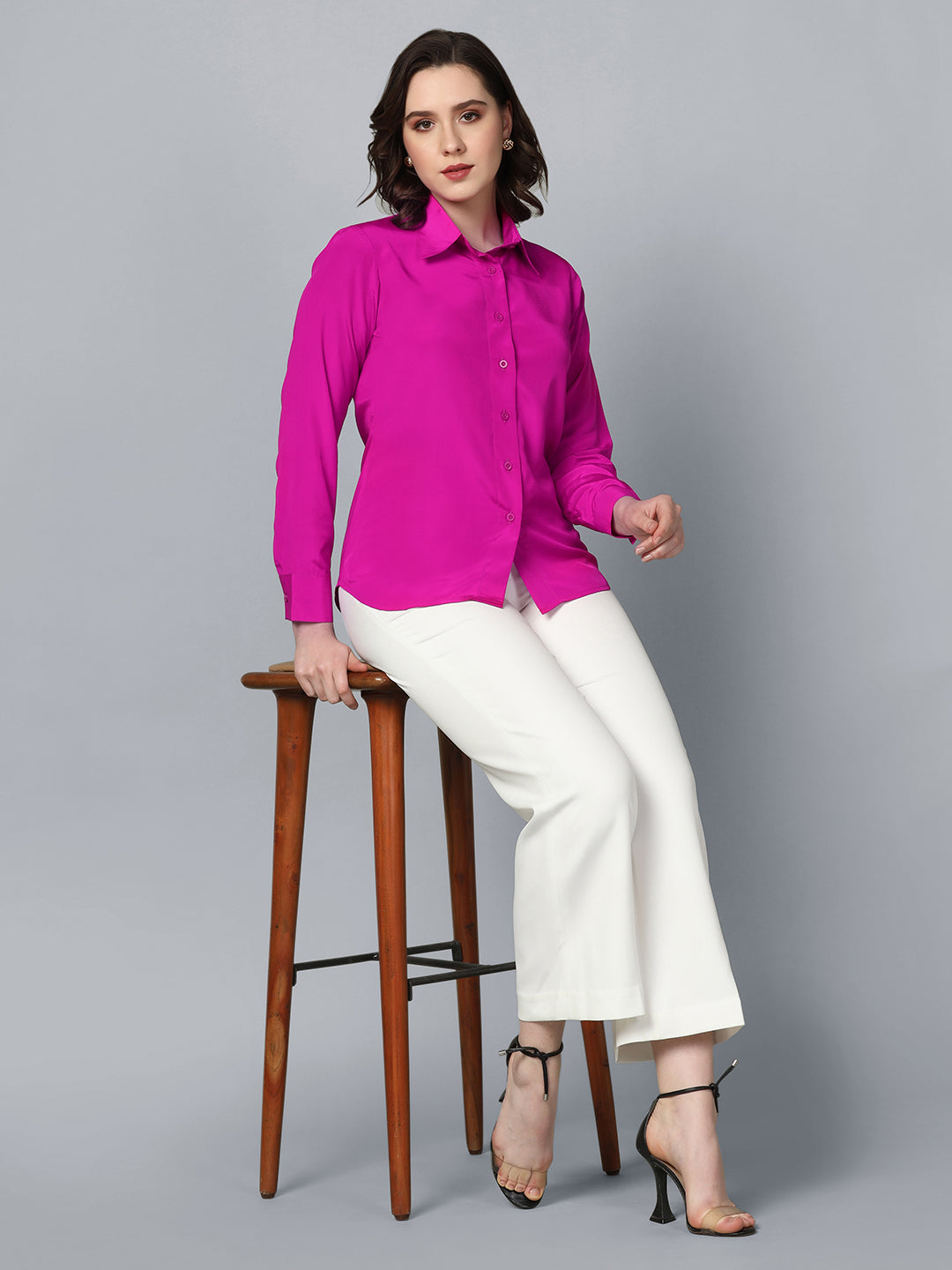 Pink Collared Crepe Shirt