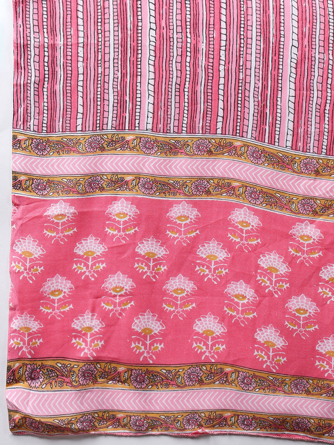 Pink Cotton Blend Ethnic Motifs Printed Straight Kurta Trouser With Dupatta