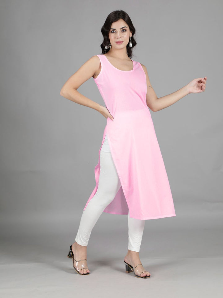Pink Cotton Long Slip for Chikankari Kurta