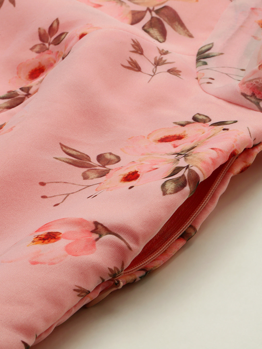 Pink-Digital-Print-Organza-Knee-Length-Dress