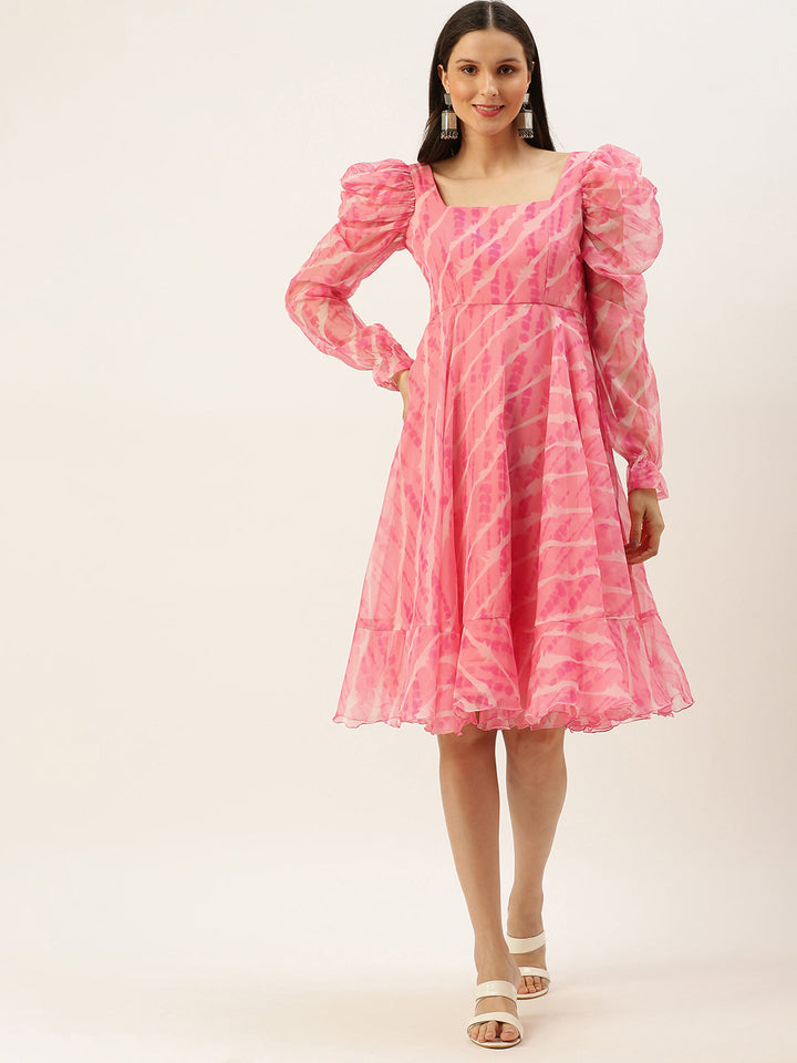 Pink-Digital-Printed-Organza-Dress