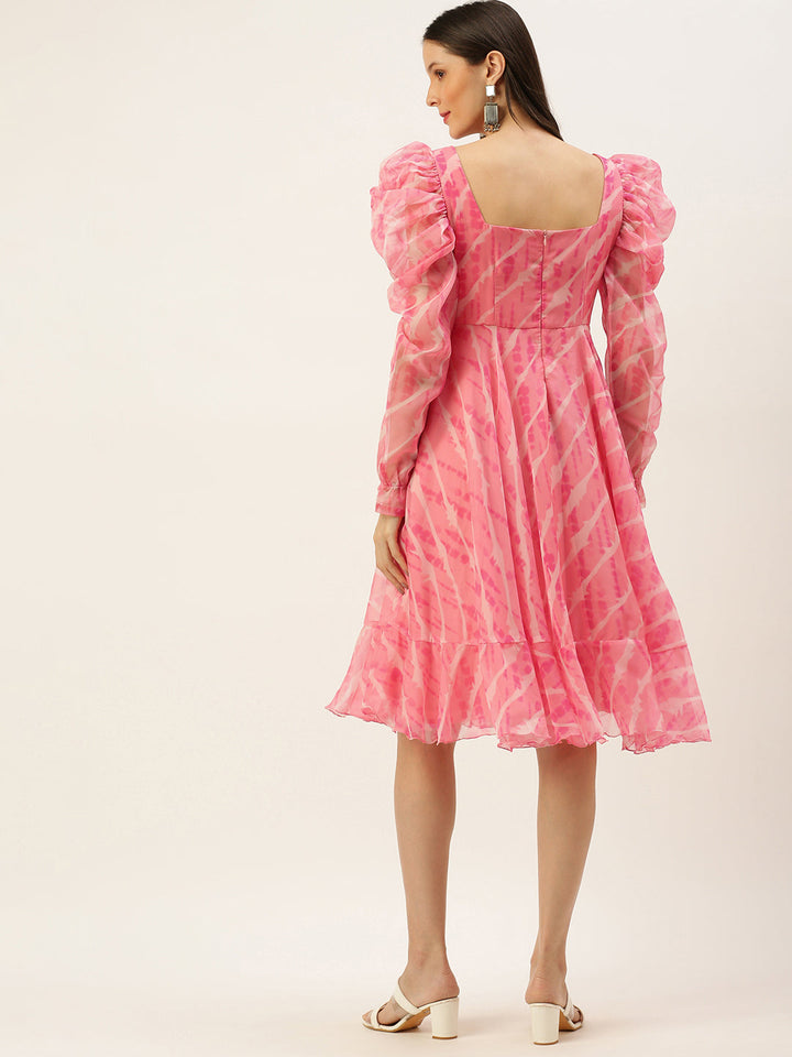 Pink-Digital-Printed-Organza-Dress