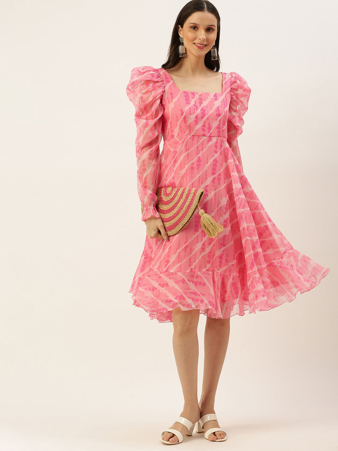 Pink-Digital-Printed-Organza-Dress