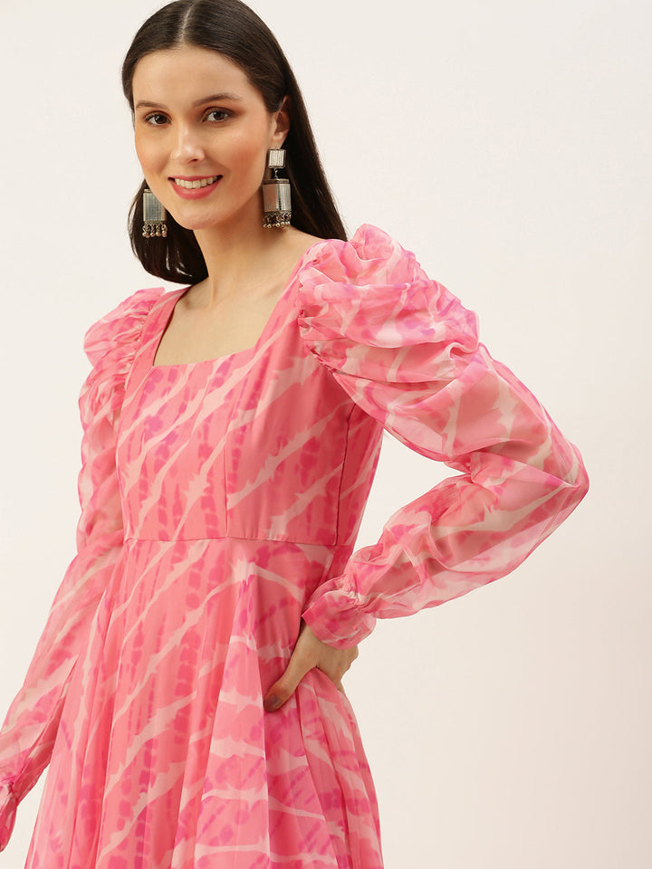 Pink-Digital-Printed-Organza-Dress