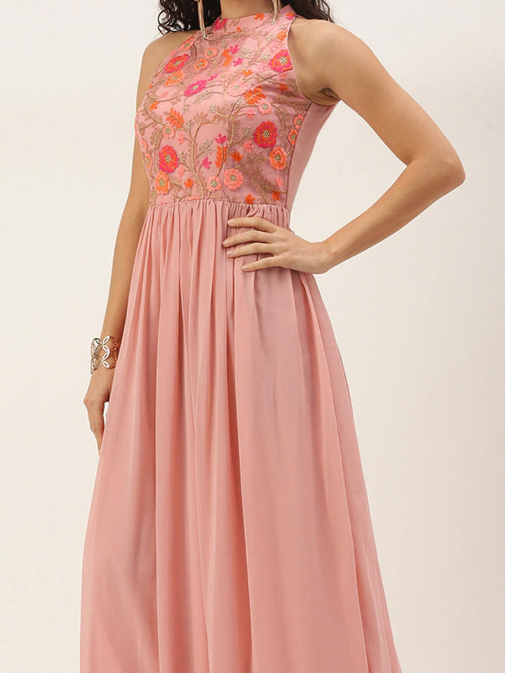 Pink-Embroidered-Halter-Neck-Gown