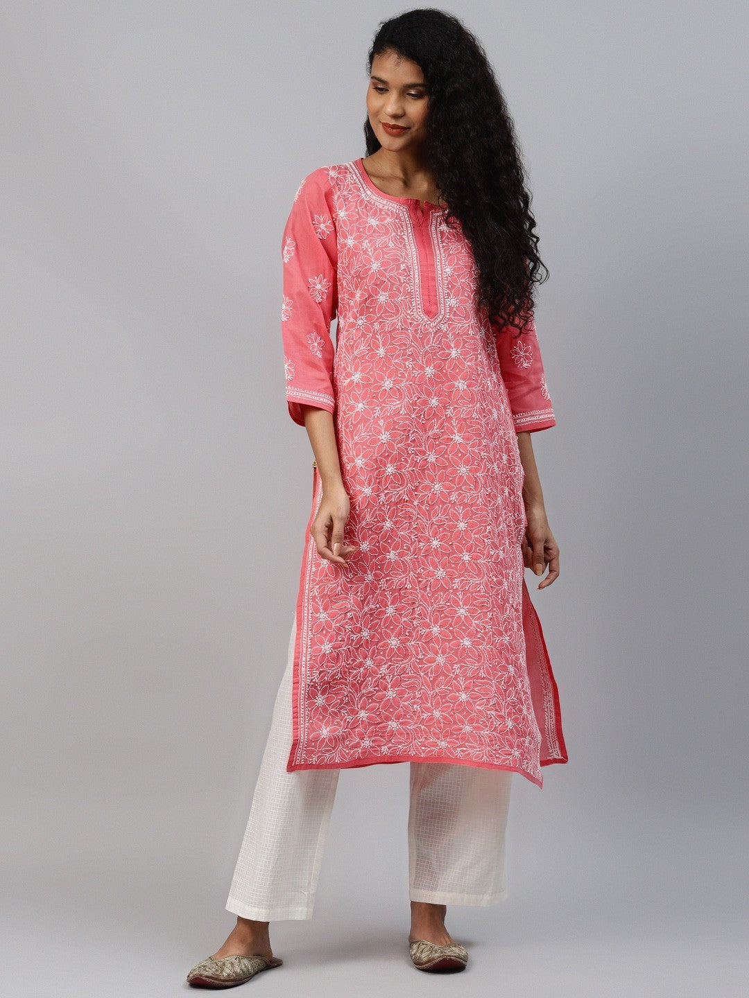 Pink-Embroidered-Lucknow-Chikankari-Kurta