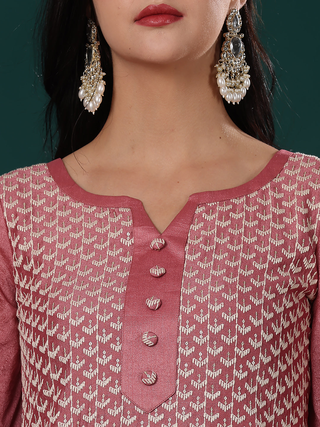 Pink-Embroidered-Sequins-Art-Silk-Straight-Suit