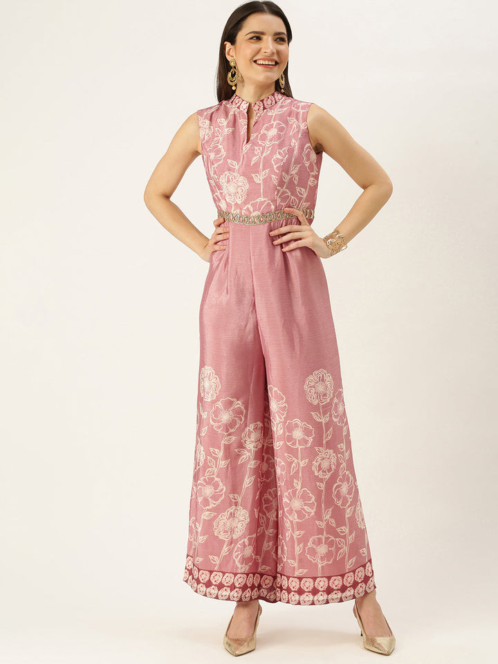 Pink-Foil-Print-Chinon-Jumpsuit