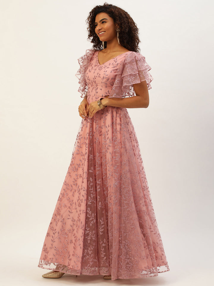 Pink-Foil-Printed-Net-Gown