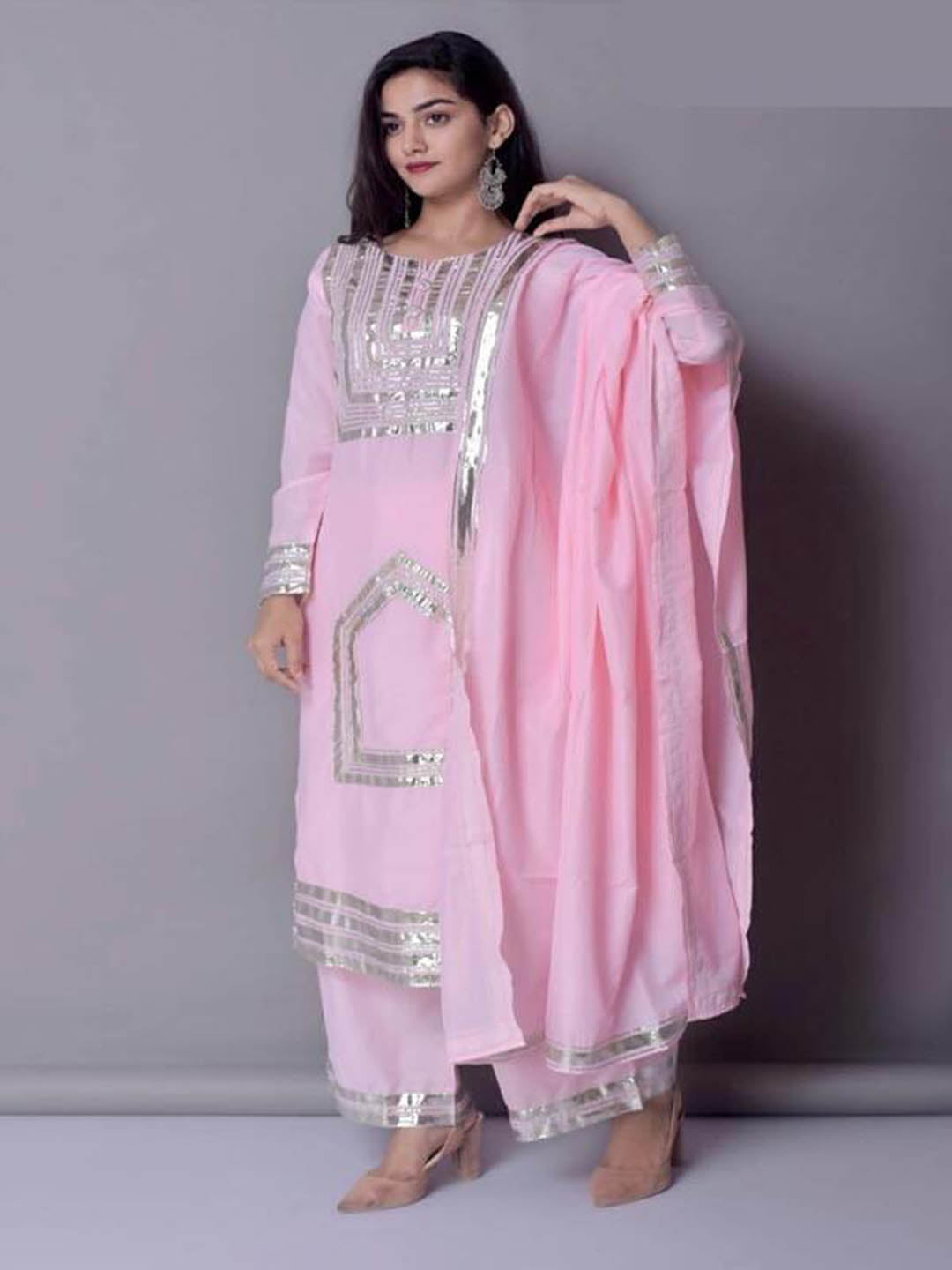 Pink Silk Full Suit Set